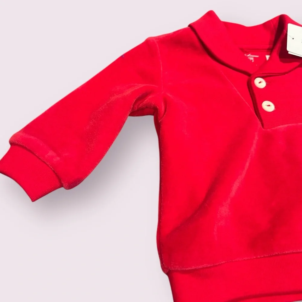 NWT Baby Ralph Lauren Classic Red Velour Outfit Size 6 Months
